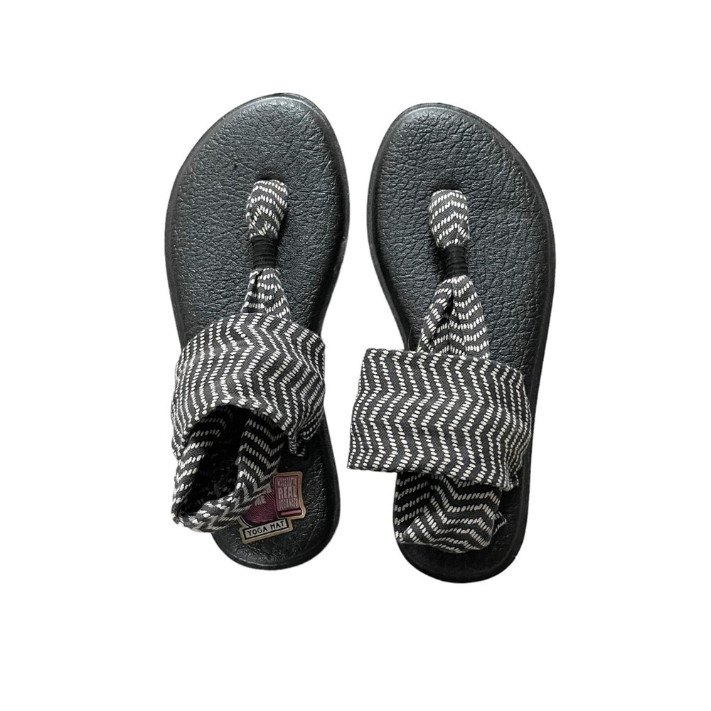 Sanuk Women's Yoga Sling 2 Print Black Natural Congo Flip Flop Sandal Size 7.